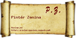 Pintér Zenina névjegykártya